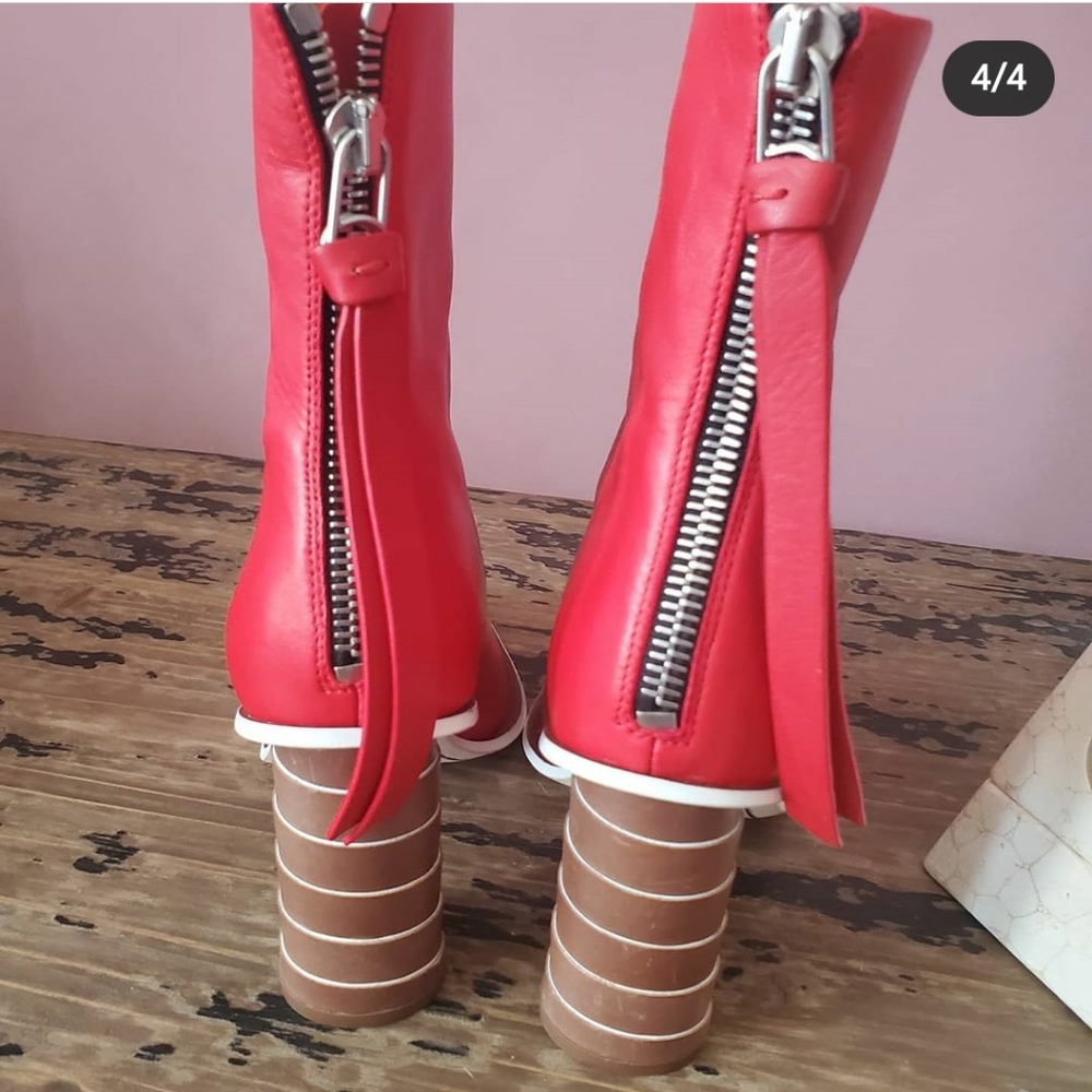 RAG &BONE BEAUTIFUL RED LEATHER BOOTIES - Picture 4 of 4
